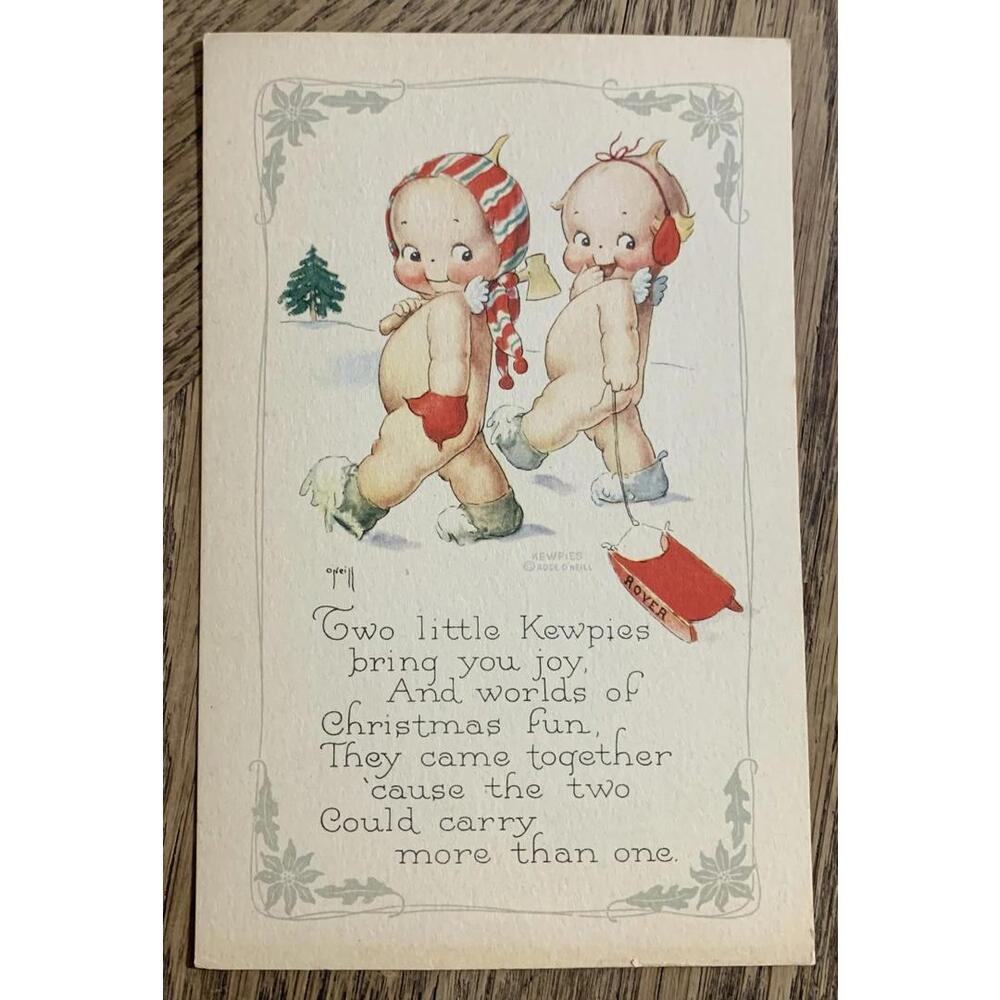 Vintage Postcard Merry Christmas Kewpies Unposted - Picture 1 of 2